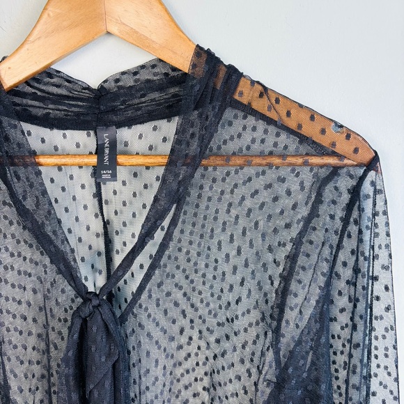 Lane Bryant Sheer Mesh Dotted Blouse Size 14/16 - Picture 2 of 3